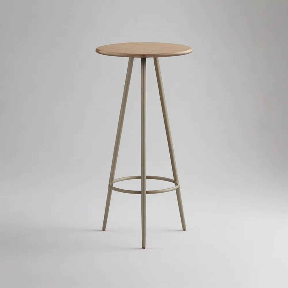 42 in. Bar Height Round Dining Table, 24 in. Diameter, Light Oak and Beige