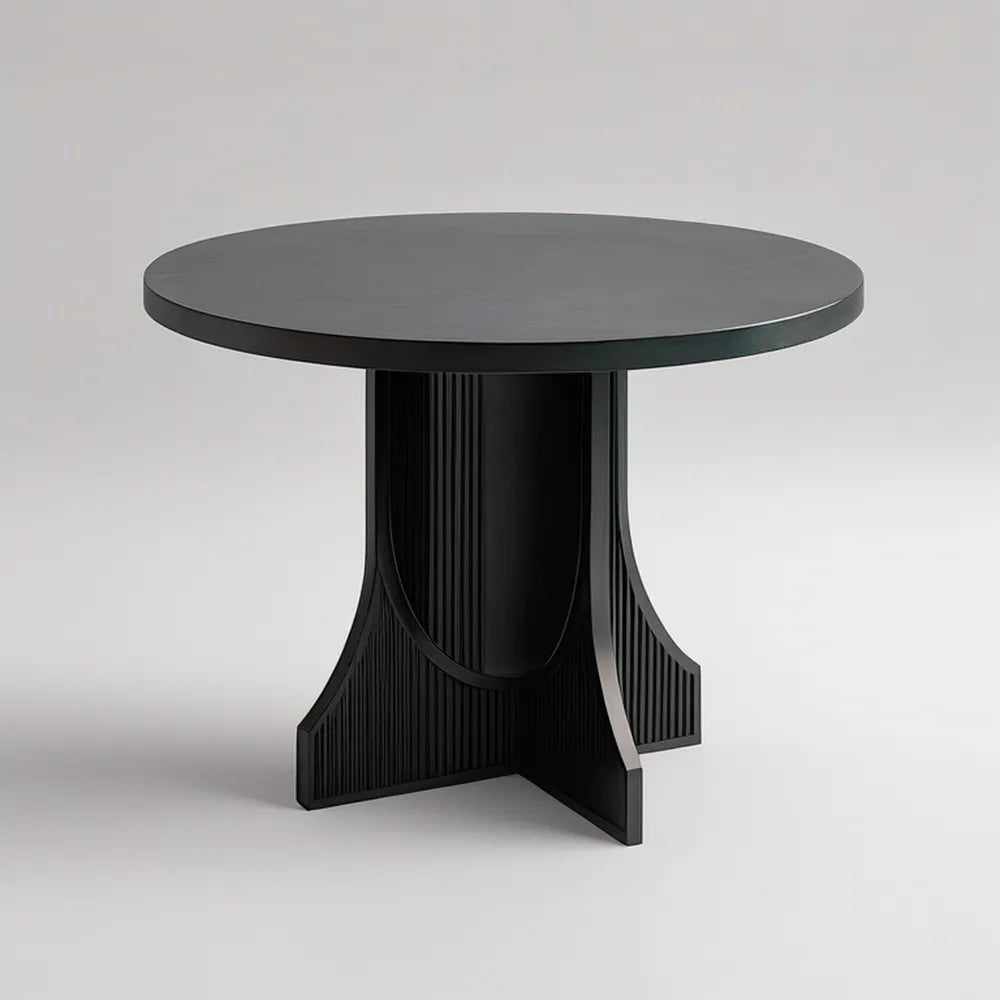 42 in Round Black MDF Dining Table, 30 in High