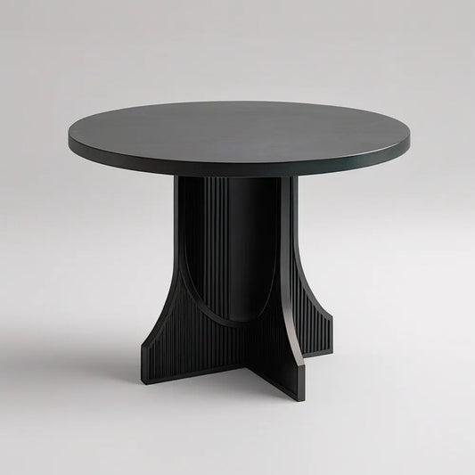42 in Round Black MDF Dining Table, 30 in High