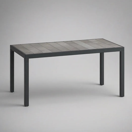 Rectangular Outdoor Dining Table, 59.1 x 35.4 x 29.5 in, Gray/Dark Gray