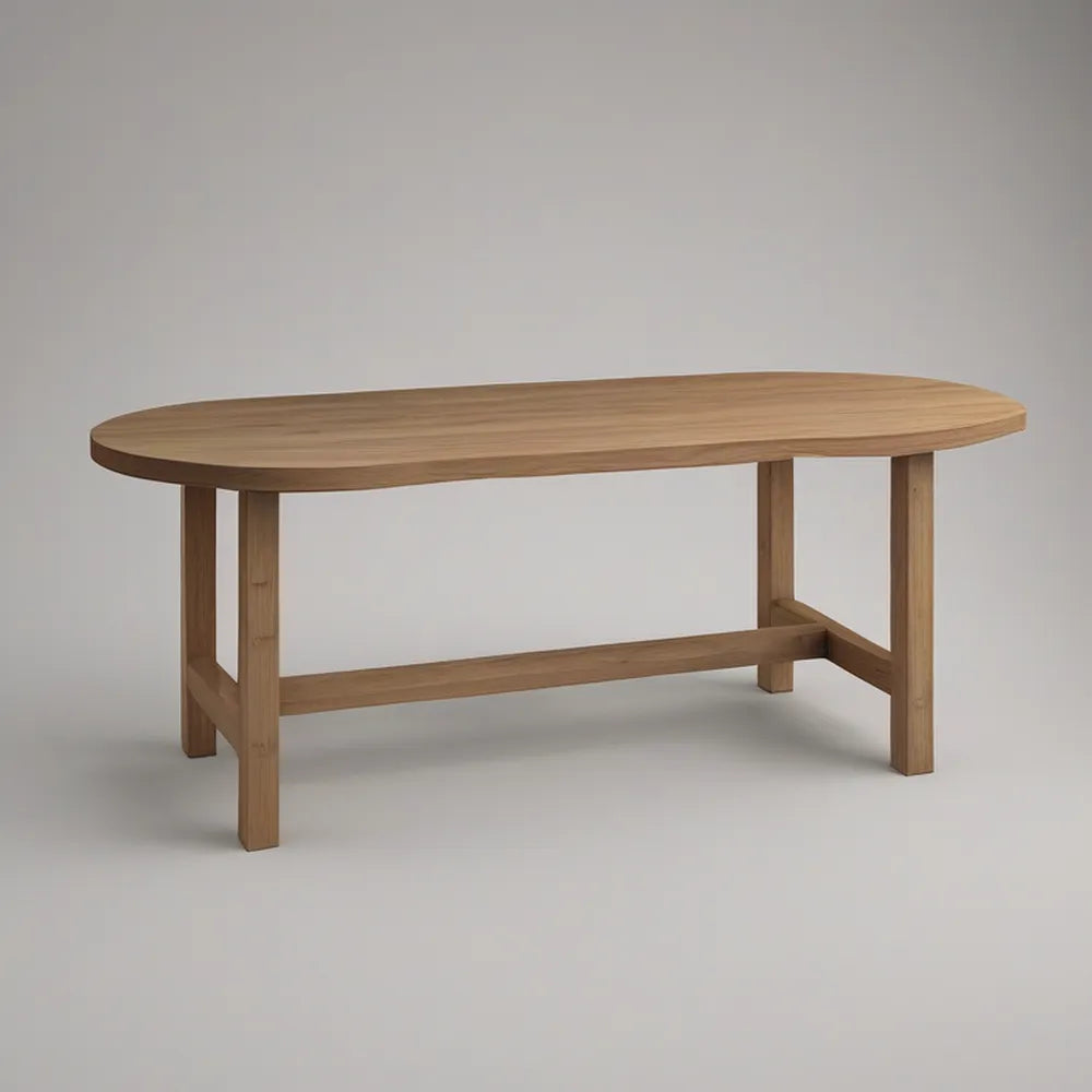 Oval Bamboo Dining Table, 63 x 35.4 x 29.5 in., Natural Brown